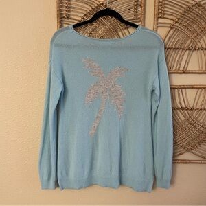 Letarte 100% Cashmere Tropical Palm Sweater Maui Beachy Coastal Sz ‎ S B21